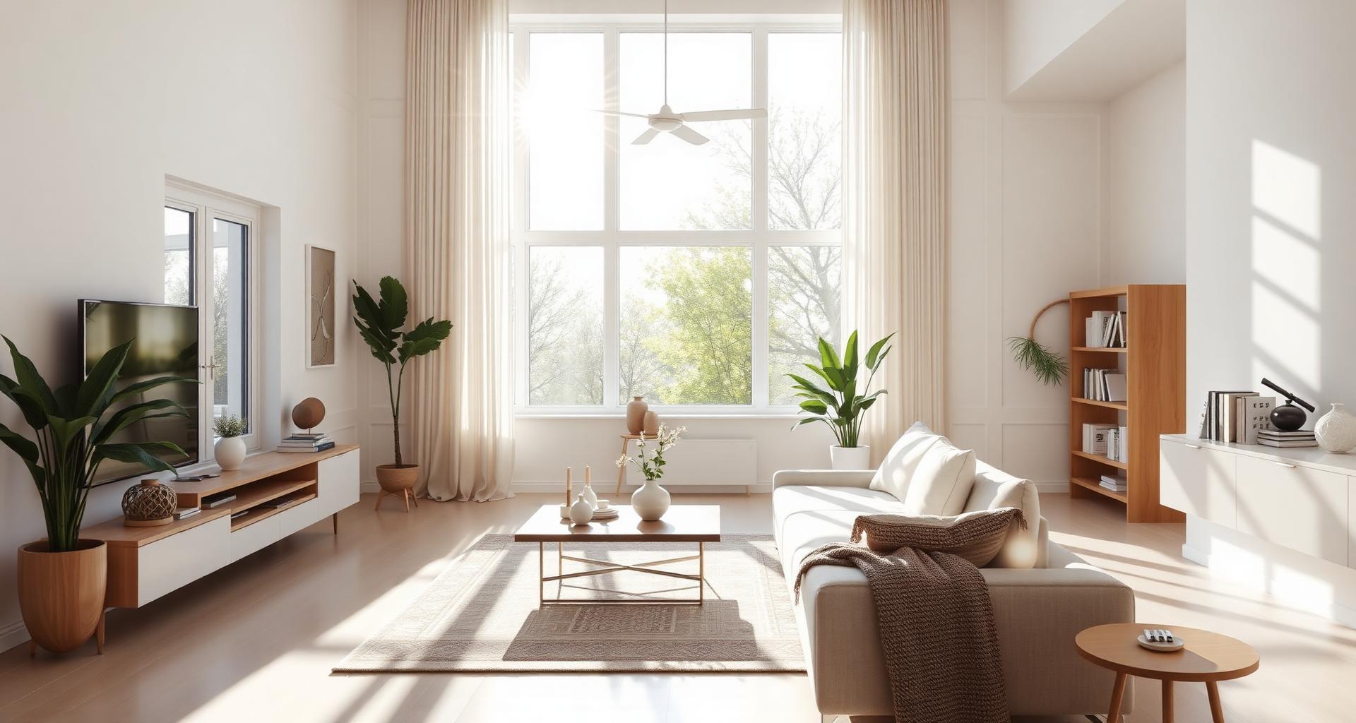 Bright, clean modern living room interior