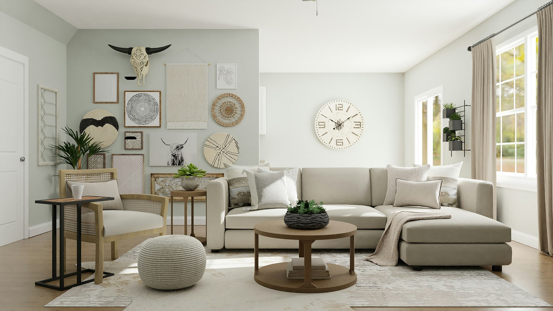 Bright, sunlit Arizona home interior with warm neutral tones and natural light